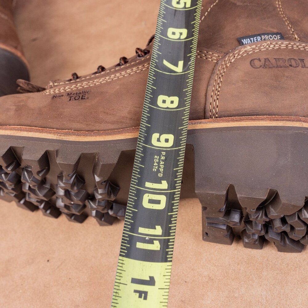 Carolina Men Logger Comp Toe Brown Leather Waterproof Work Vibram Boots 7.5 - Picture 6 of 8